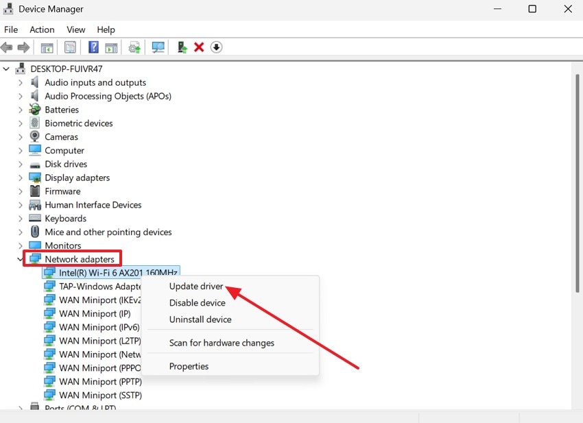 choose the update driver