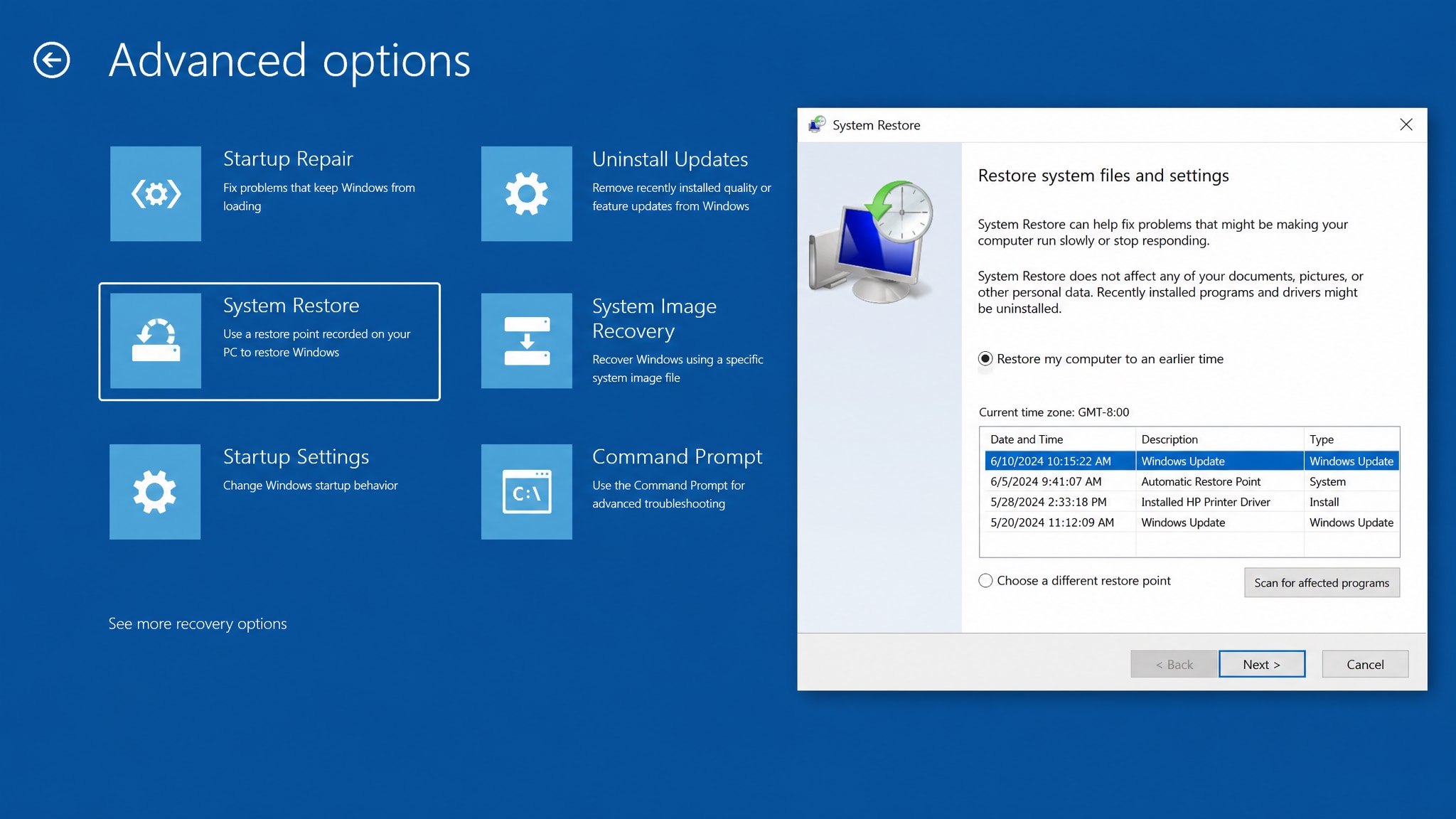 use system restore
