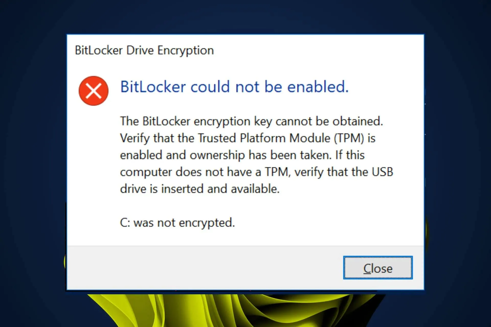 Как исправить ошибку “Не удалось включить BitLocker”