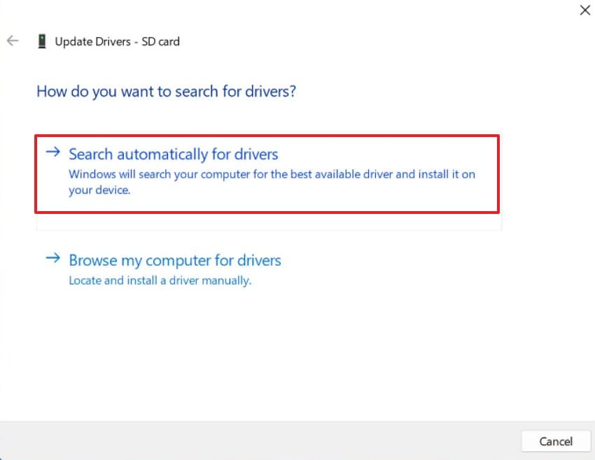 search automatically for drivers