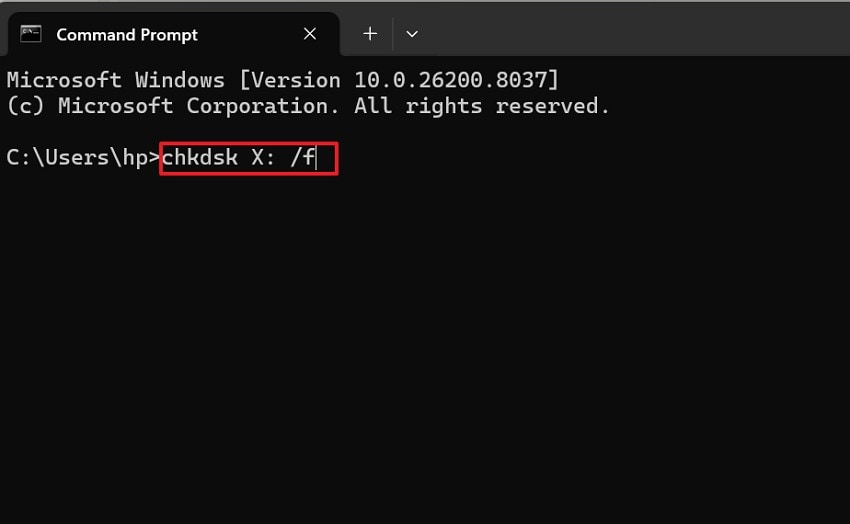 run the command and press enter