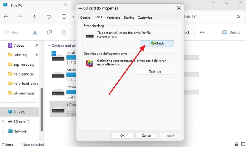 press the check button