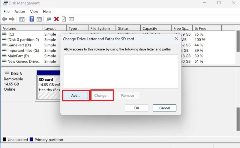change or add new drive letter
