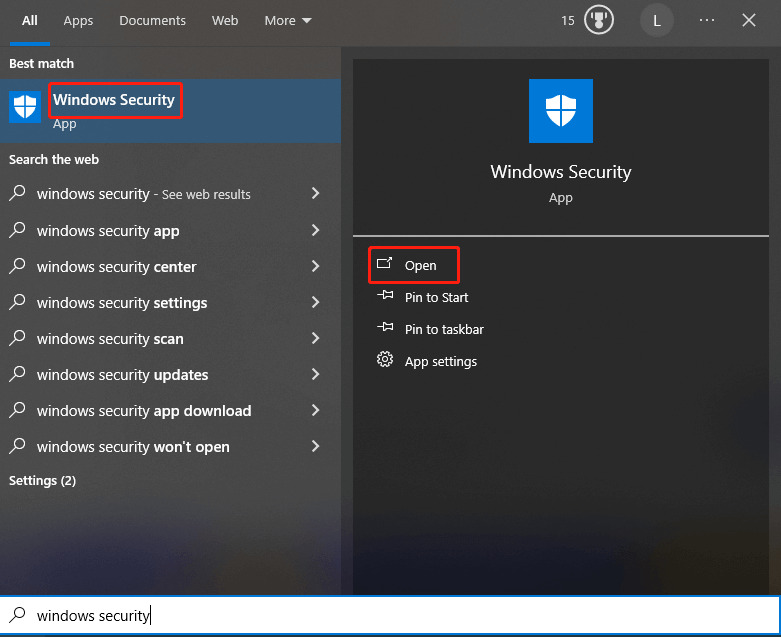 open windows security