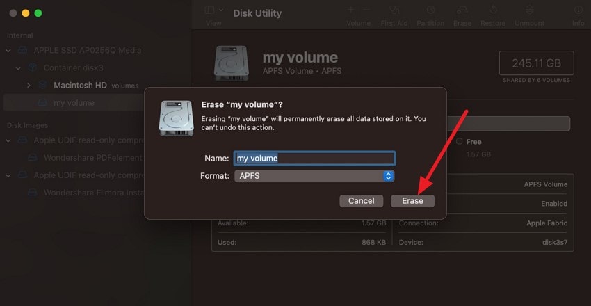 rename and press erase