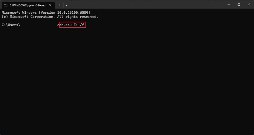 type chkdsk command