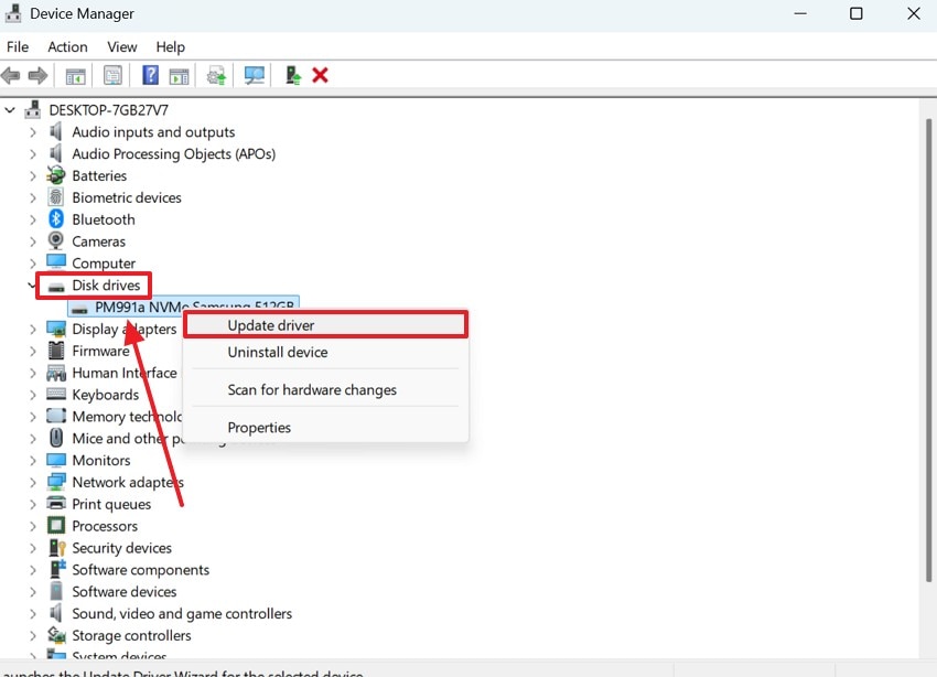 update your disk driver