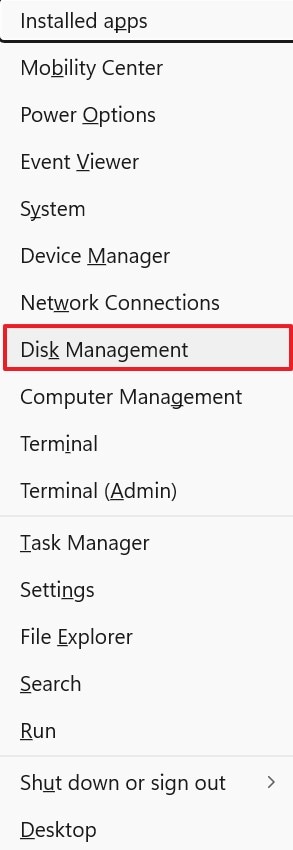 select disk mangement