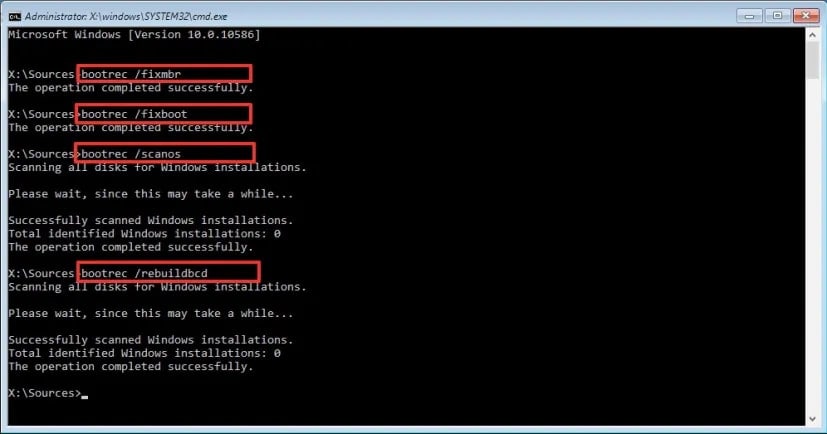 enter commands in the command prompt