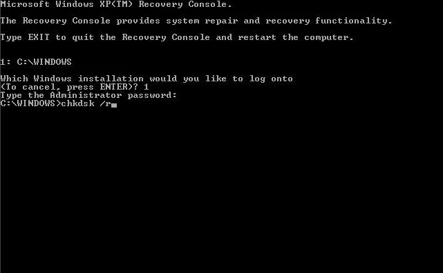 introducir el comando chkdsk