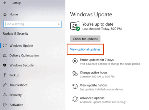 view optional updates to update device drivers
