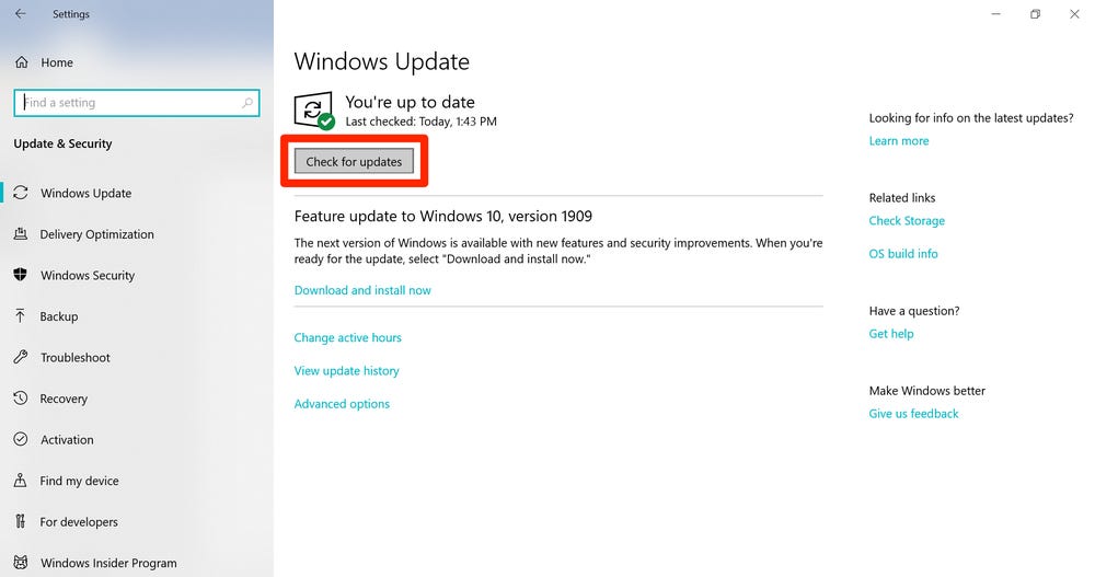 check windows for new updates