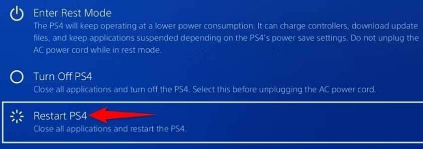 restarting ps4 to fix the “usb storage device is not connected” error