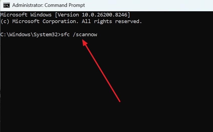 administrator command prompt with sfc scannow