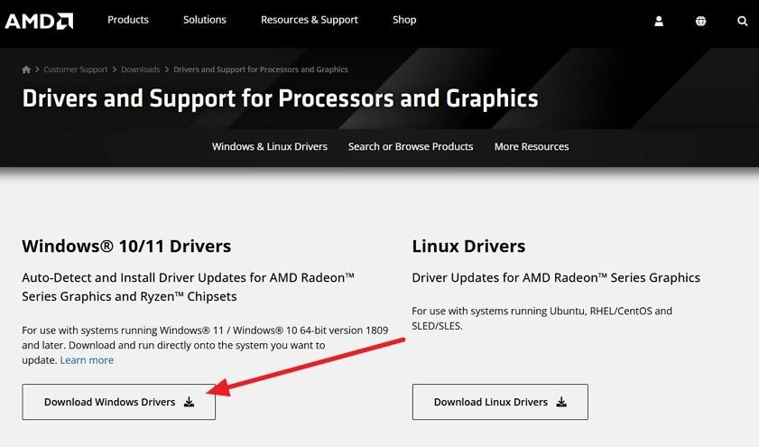 amd drivers and support official product selection page
