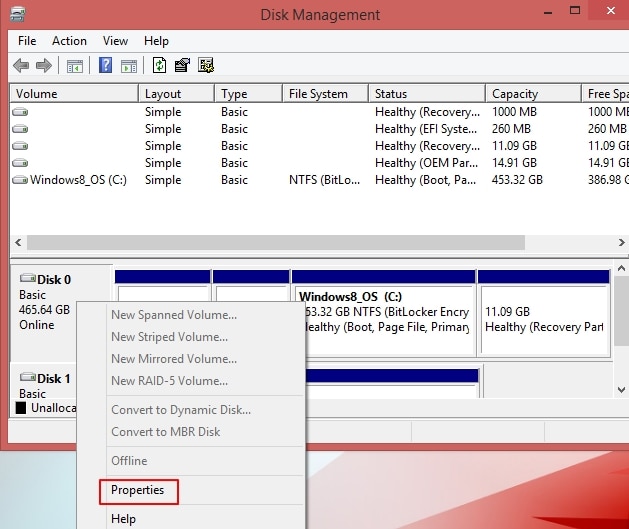 check the properties of System reserved partition