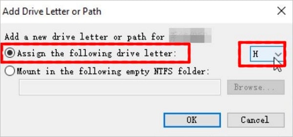 assign the drive letter y