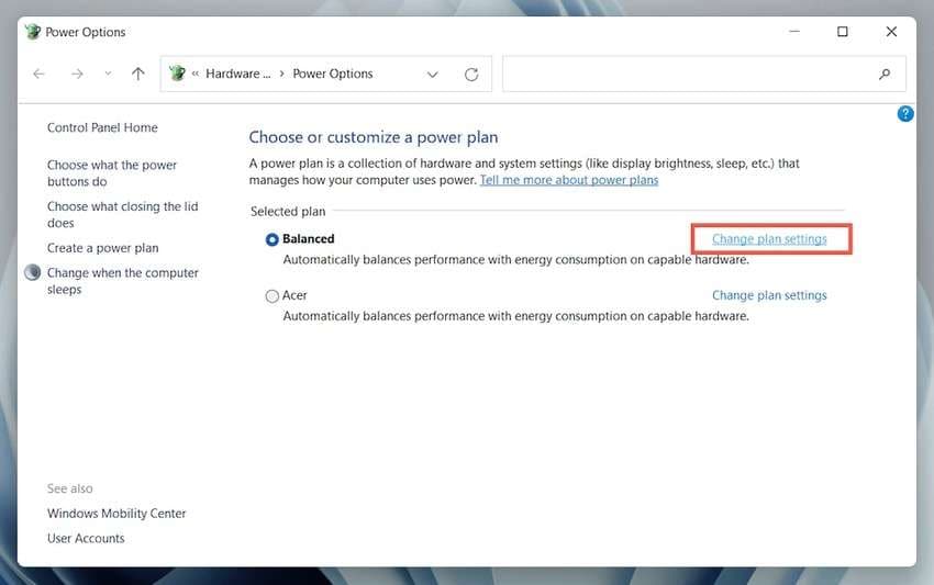 changing power plan settings to fix “usb device (set address failed)”