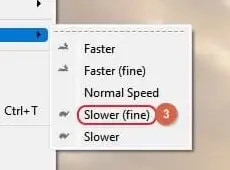 vlc speed menu with normal speed and slower controls