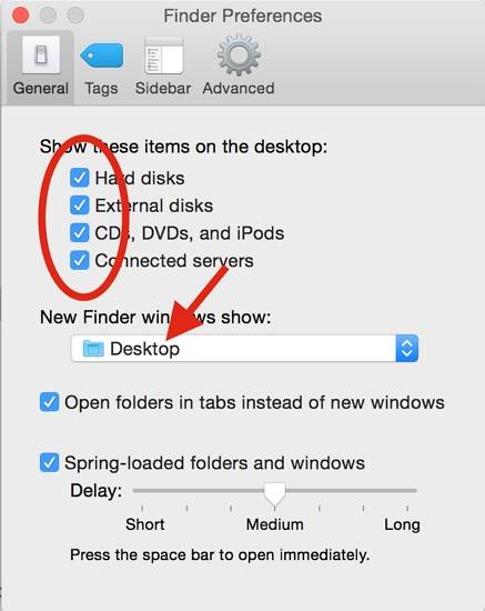 Afficher les disques externes sur le bureau de Mac