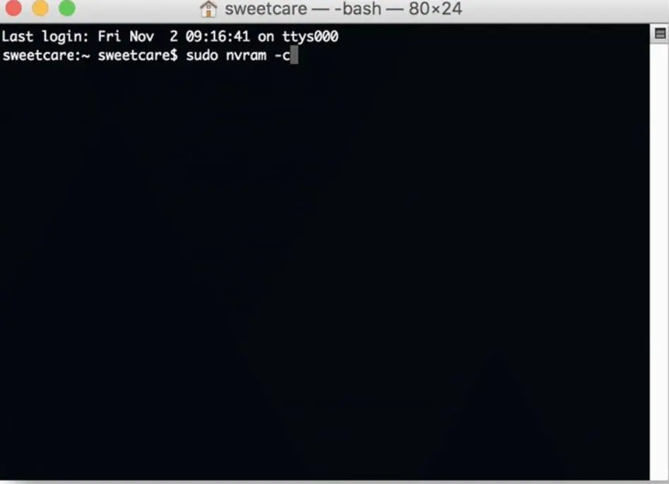 restart pram and nvram with terminal