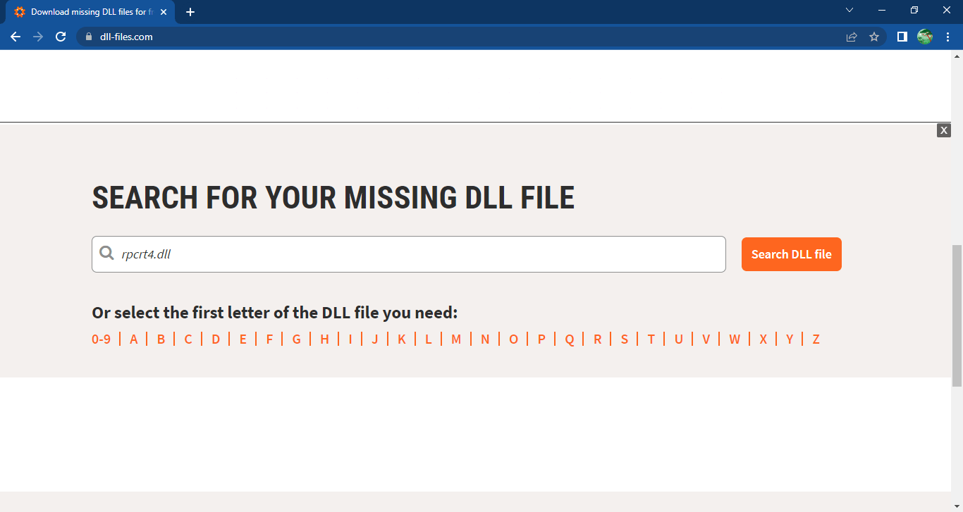 search for the missing dll file