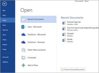 open ms word in system