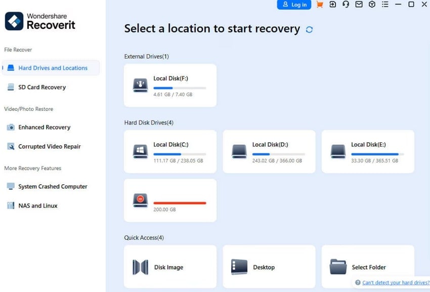 select drive for recover scanning