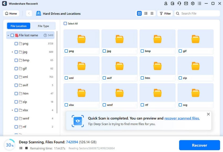 check scanning results for recovery