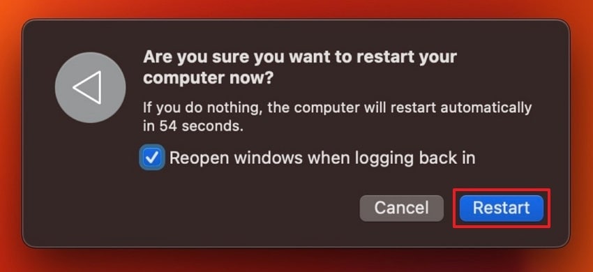 choose reopen windows option mac