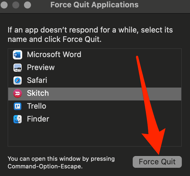 force quit application on mac