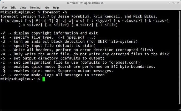 foremost linux data recovery software
