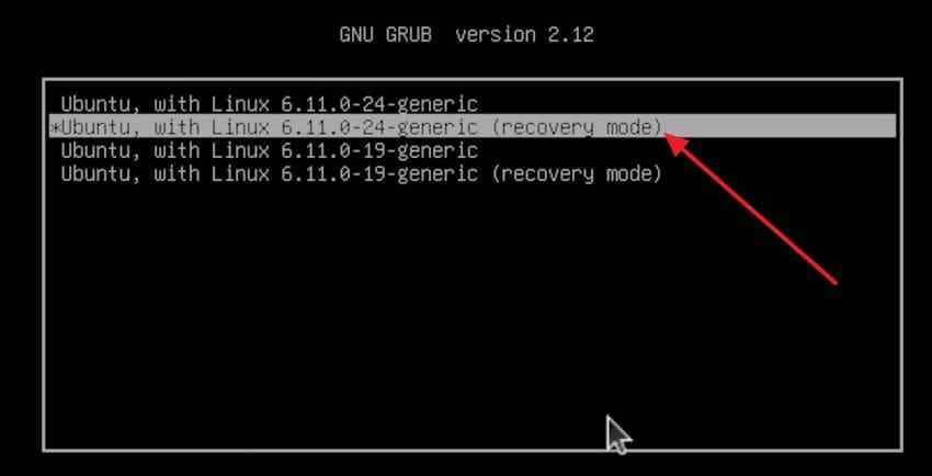 select ubuntu recovery mode