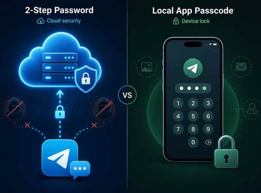 telegram password and passcode difference