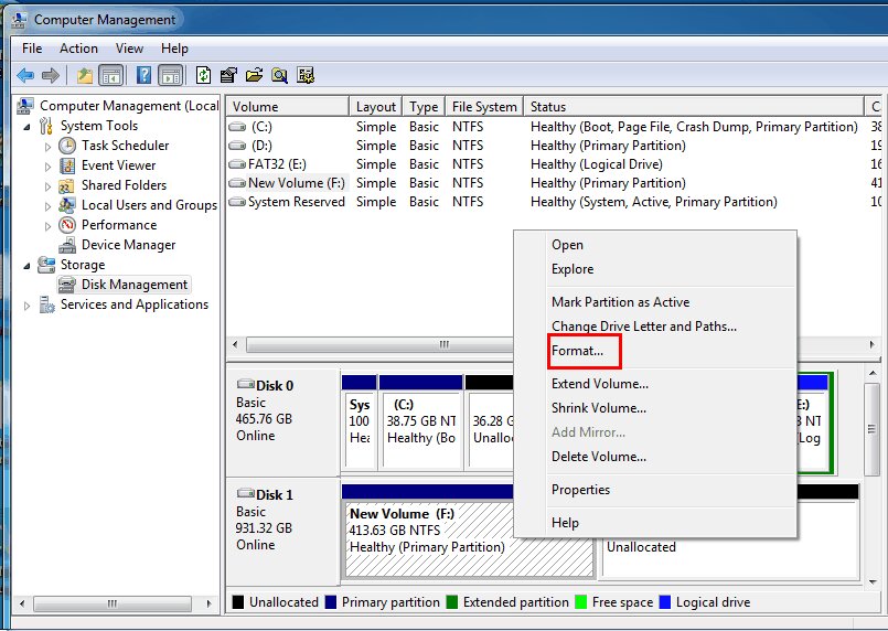 format a hard drive partition