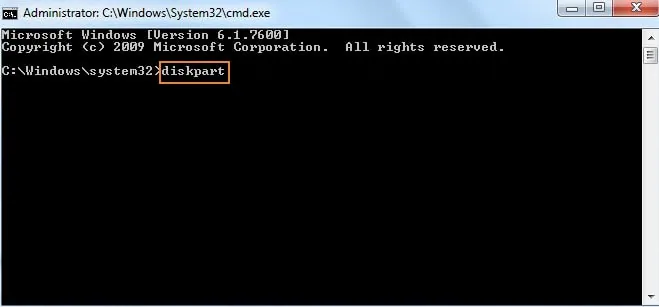 open diskpart to format partition