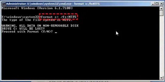 cmd command format c drive