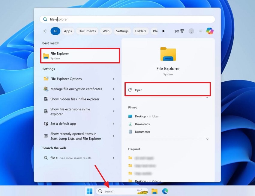 launch file explorer on windows