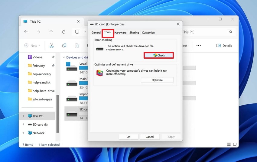 locate check button from tools tab
