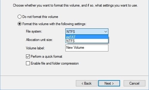 format the drive with disk management