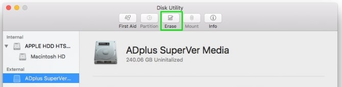 format the drive with disk utility