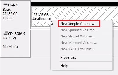 select new simple volume