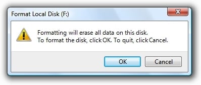 press ok to format the drive