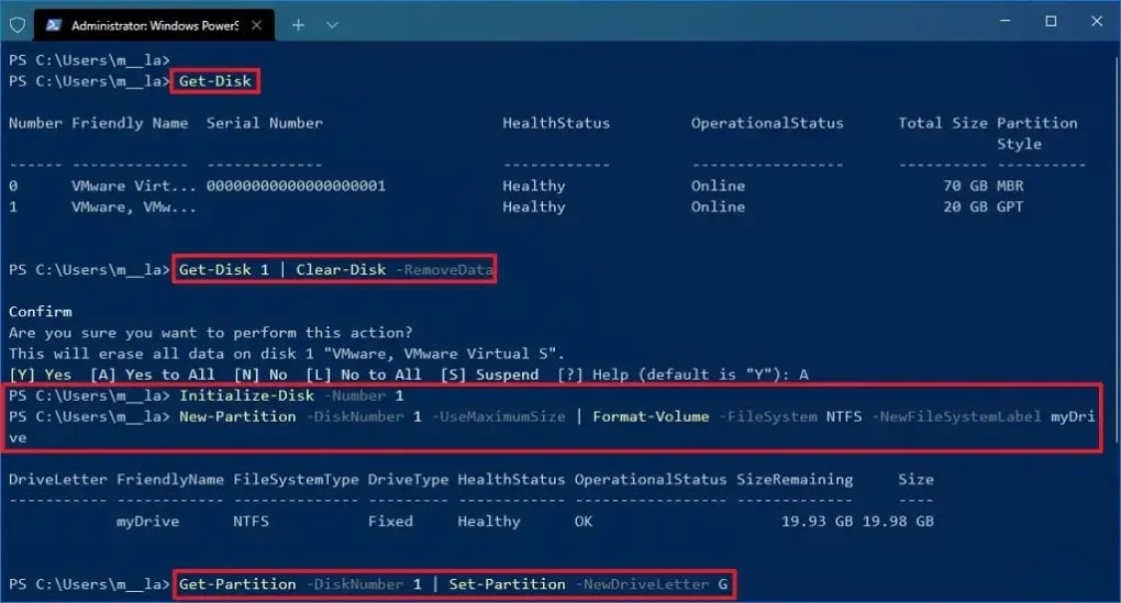 enter the commands in the powershell