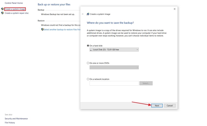 create system image windows