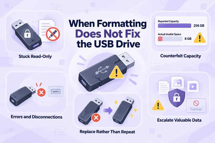 recognize usb formatting failure signs