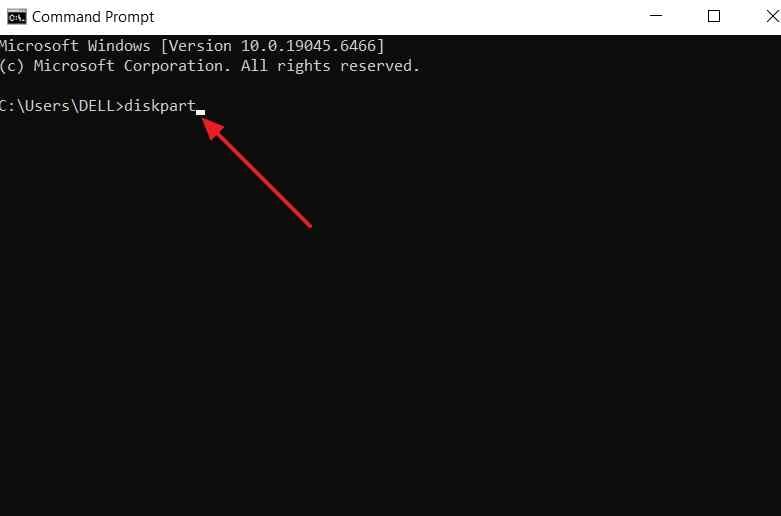 open diskpart through command prompt