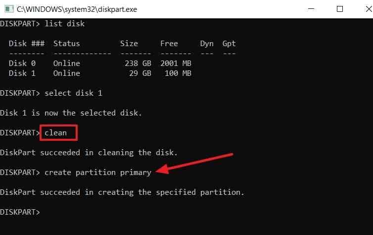 clean rebuild usb partition