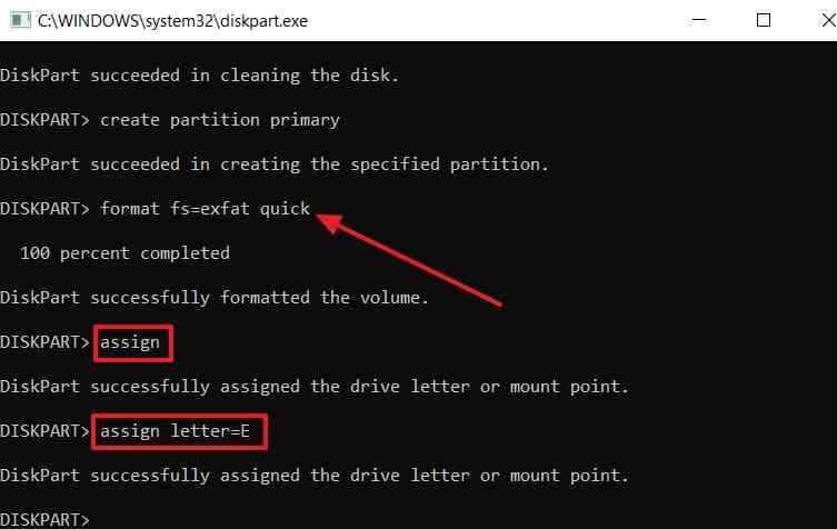 format and assign drive letter