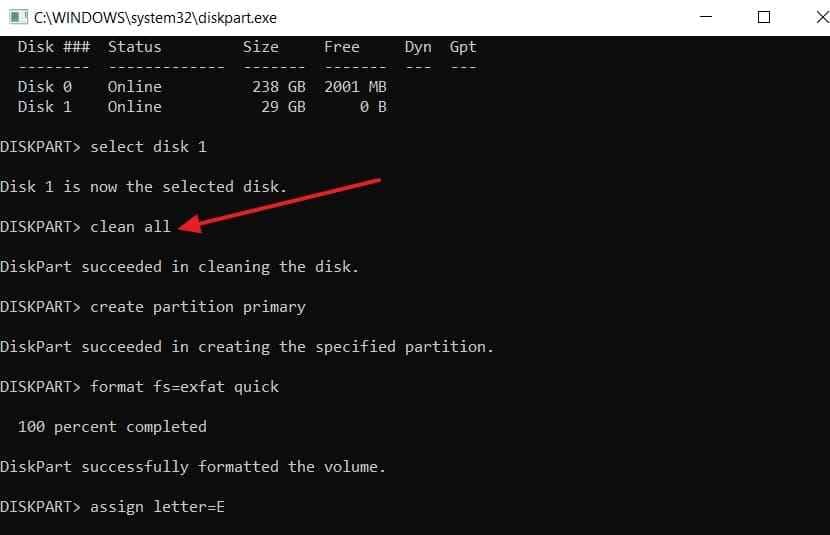 zero fill usb with diskpart